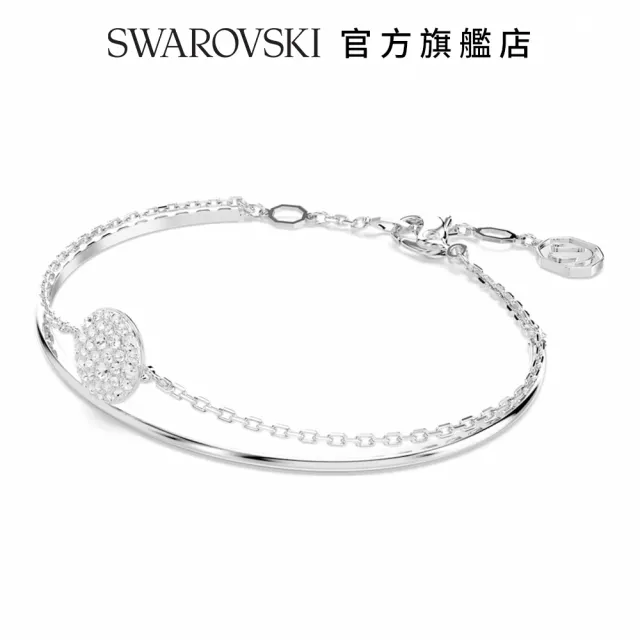 【SWAROVSKI 官方直營】Meteora 手鐲 白色 鍍白金色