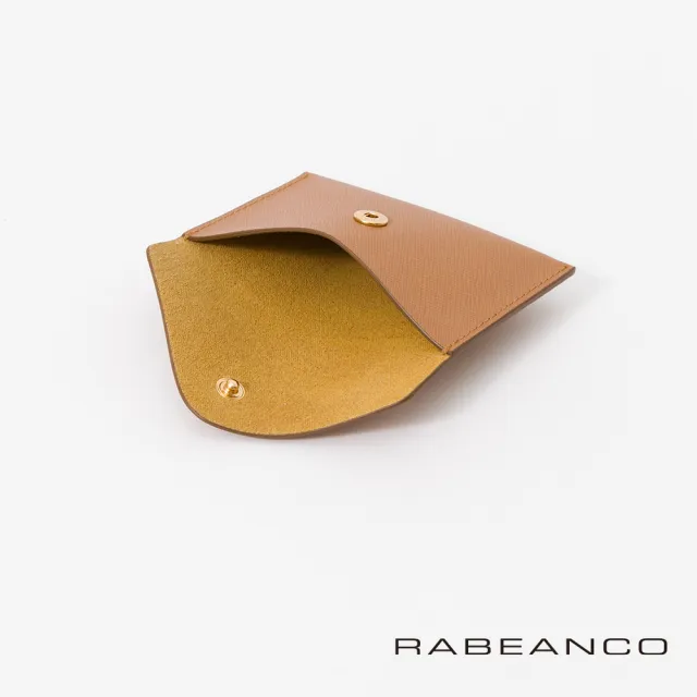 【RABEANCO】真皮多功能卡片零錢包(駝)