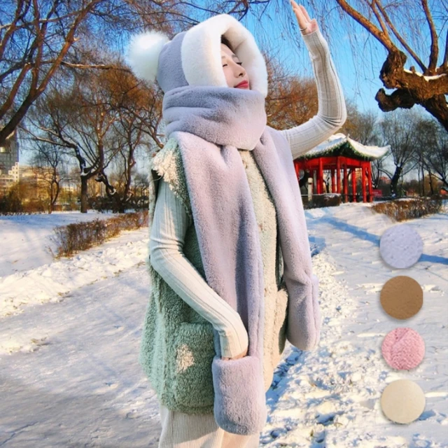 【橘魔法】純色毛球毛絨絨保暖圍脖(圍巾 聖誕 耶誕 交換禮物 過年 新年 寒流 保暖 大人)