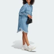【adidas 愛迪達】Denim SHRT DRES 女 牛仔連身洋裝 亞洲版 經典 休閒 寬鬆 聯名 藍(II5712)
