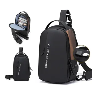 【kingkong】休閒潮流運動胸包 USB充電單肩包 斜背包 側背包