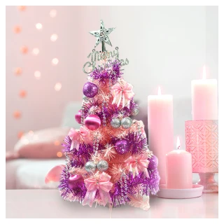 【摩達客】耶誕-2尺/2呎-60cm台灣製夢幻經典粉紅色聖誕樹(含銀紫色系/不含燈/本島免運費)