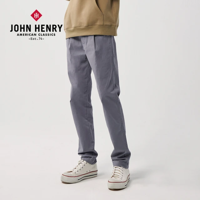 【JOHN HENRY】經典修身錐形褲-灰