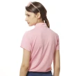 【Lynx Golf】女款吸濕排汗抗UV機能配色線條設計印花短袖立領POLO衫/高爾夫球衫(粉紅色)