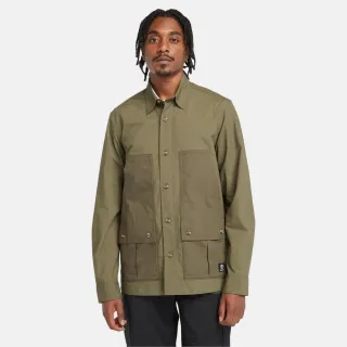 【Timberland】男款葉綠色混合材質襯衫外套(A5U5UA58)