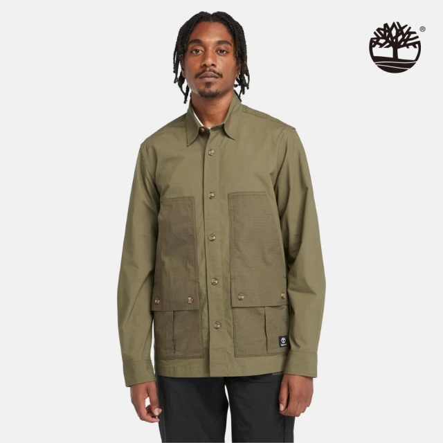 Timberland 男款葉綠色混合材質襯衫外套(A5U5UA58)
