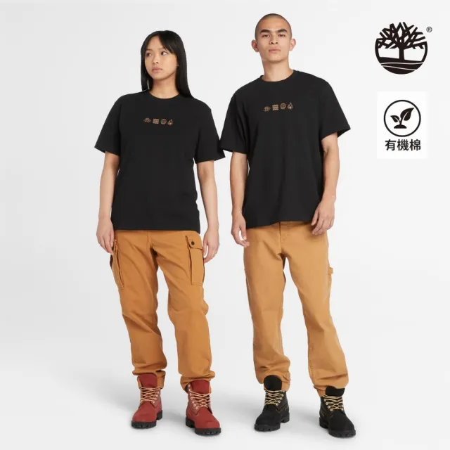 【Timberland】中性黑色新年特別款圖案短袖T恤(A5TCQ001)