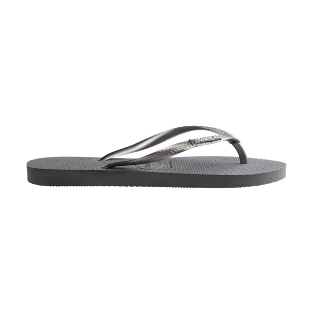 【havaianas 哈瓦仕】拖鞋 女鞋 夾腳拖 金屬logo  Slim Logo Metallic 銀灰 4119875-5178W(哈瓦士)