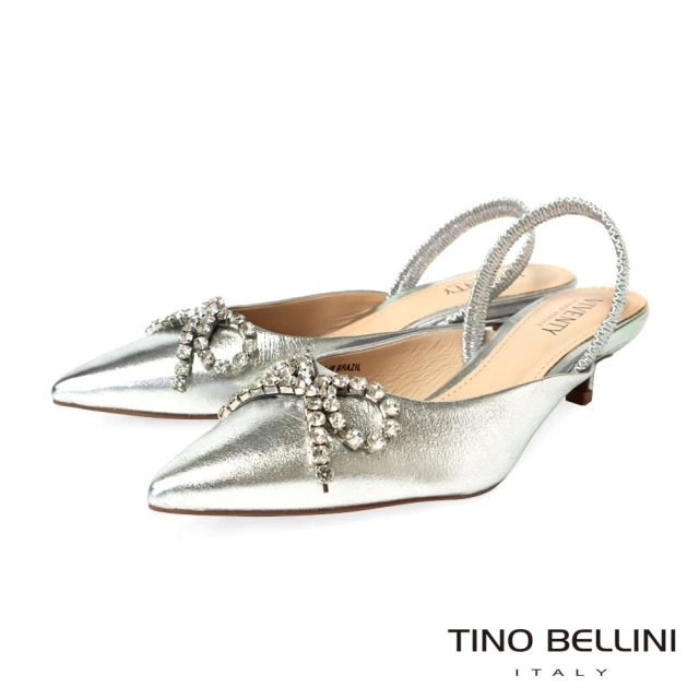 TINO BELLINI 貝里尼 巴西進口前包後拉帶低跟鞋FW1V014-D(銀色)