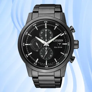 【CITIZEN 星辰】黑夜騎士 型男必備 光動能三眼計時腕錶 618 年中慶 禮物(CA0615-59E)