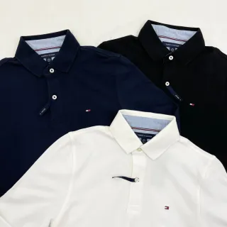 【Tommy Hilfiger】長袖polo衫 彈性 polo衫 湯米 大尺碼 下擺開衩 長袖 平輸品(長袖 8896)