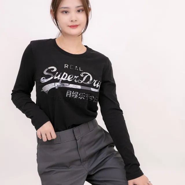 【Superdry】女長袖 長T 迷彩立體感logo 純棉 薄長袖 圓領 長袖 長T T恤 土耳其製 平輸品(長袖 8421AB3)