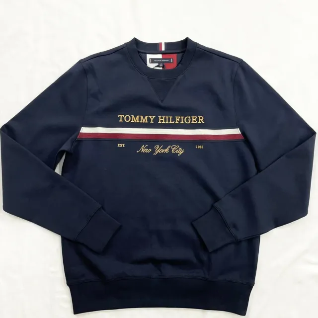 【Tommy Hilfiger】立體刺繡logo 大學T 無刷毛 湯米 男長袖 平輸品(男長袖9391BA3)