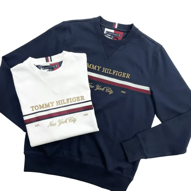 【Tommy Hilfiger】立體刺繡logo 大學T 無刷毛 湯米 男長袖 平輸品(男長袖9391BA3)
