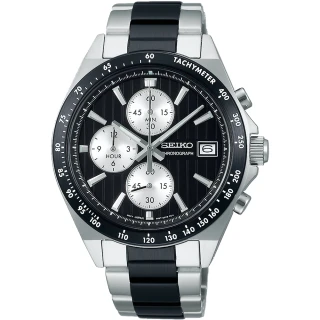 【SEIKO 精工】CS系列 條紋面錶盤賽車計時腕錶-41mm(8T67-00Y0D/SBTR043J)