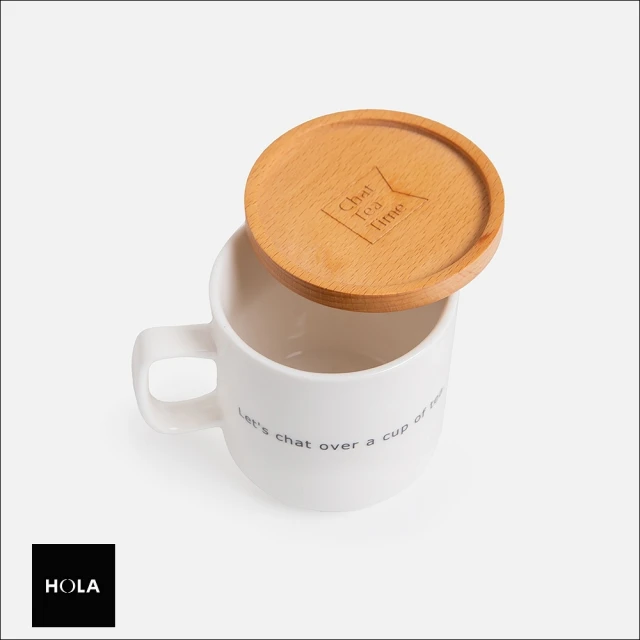 HOLAHOLA 午茶時光木蓋字母馬克杯-G