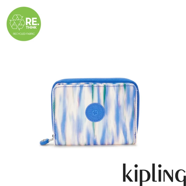 KIPLING官方旗艦館 『牛角包』藍粉海洋波紋印花小巧多層