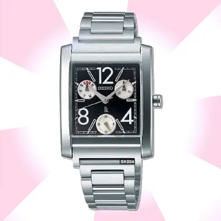 【SEIKO 精工】LUKIA方形款 三眼數字黑面石英腕錶-加高級錶盒 經銷商S6(SSVC023J/5Y85-0AK0D)