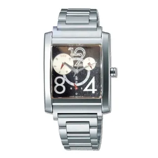 【SEIKO 精工】LUKIA方形款 三眼黑面圓刻度石英腕錶-加高級錶盒 經銷商S6(SSVC913J/5Y85-0AK0D)