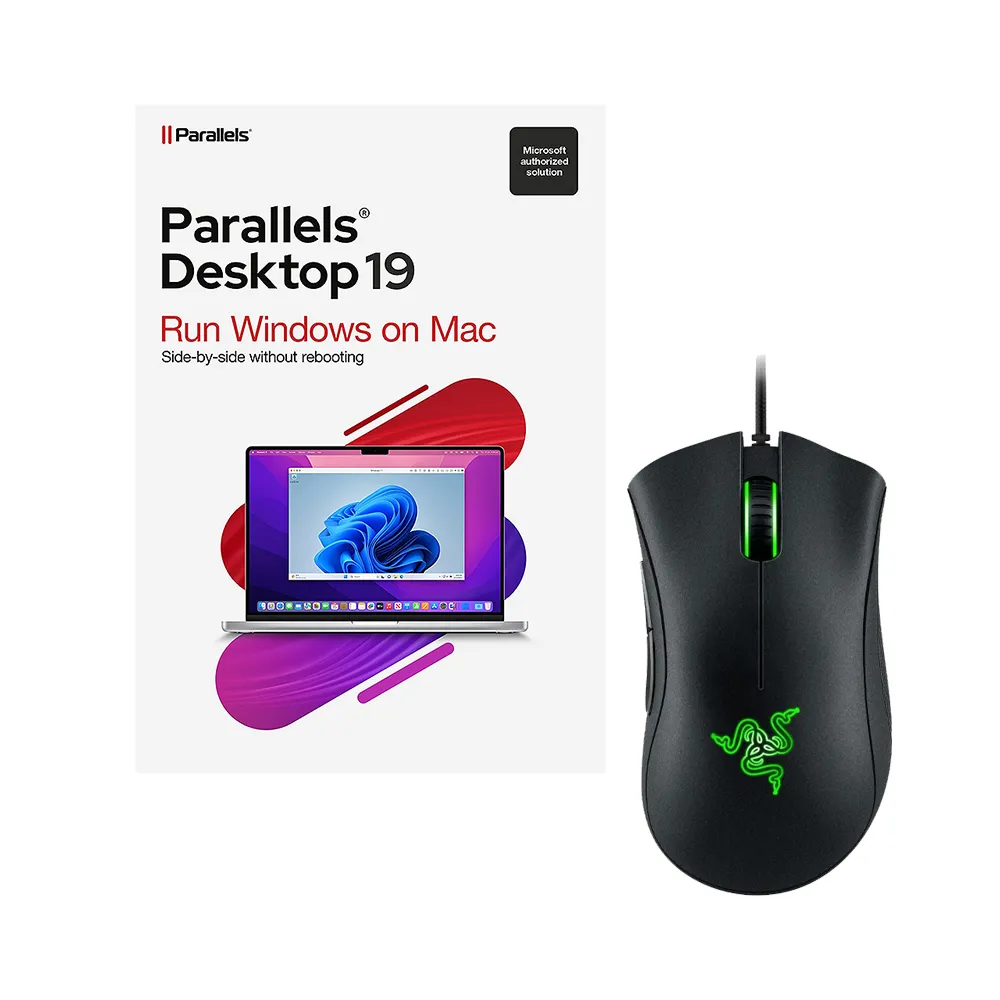 【Parallels】Desktop 19 for Mac+雷蛇DeathAdder Essential標準版 有線滑鼠