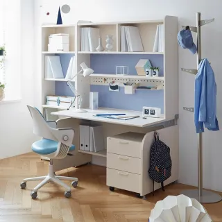 【iloom 怡倫家居】Linki Desk Set+Moving Drawer 一字型書桌組(含移動式抽屜櫃/網路獨賣)