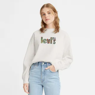 【LEVIS 官方旗艦】女款 寬鬆版大學T / 花卉海報體Logo 熱賣單品 18686-0099