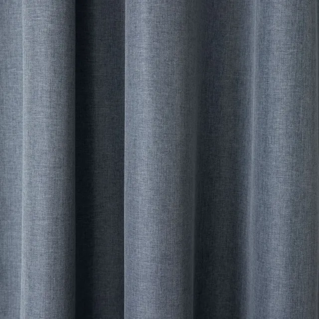 【HOLA】經典素色日本仿麻全遮光半腰窗簾165x270 藍