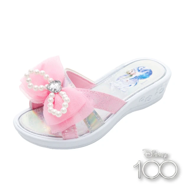 Disney 迪士尼 正版童款 100周年紀念款 冰雪奇緣 拖鞋/童 室內 室外 台灣製 粉紅(FOKS37503)