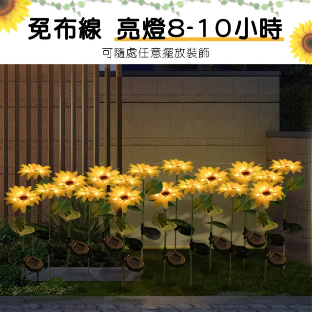 【居家新生活】太陽能向日葵 草坪燈 花園燈 庭院燈 裝飾燈(別墅地插燈 景觀燈 盆栽花)