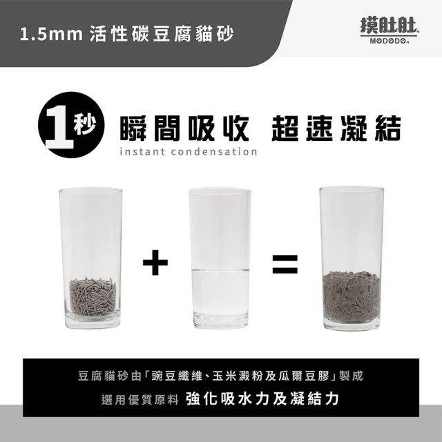 【MODODO 摸肚肚】雙效除臭活性碳豆腐貓砂5.5L- 4入組(貓砂 豆腐貓砂 貓咪用品 寵物用品)