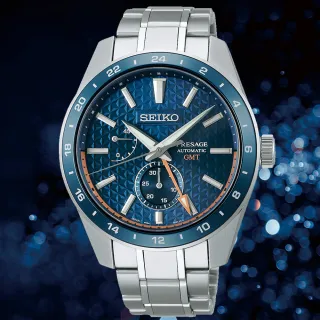 【SEIKO 精工】PRESAGE 新銳系列 GMT功能 動力儲存顯示機械腕錶 女王節(SPB217J1/6R64-00C0B)