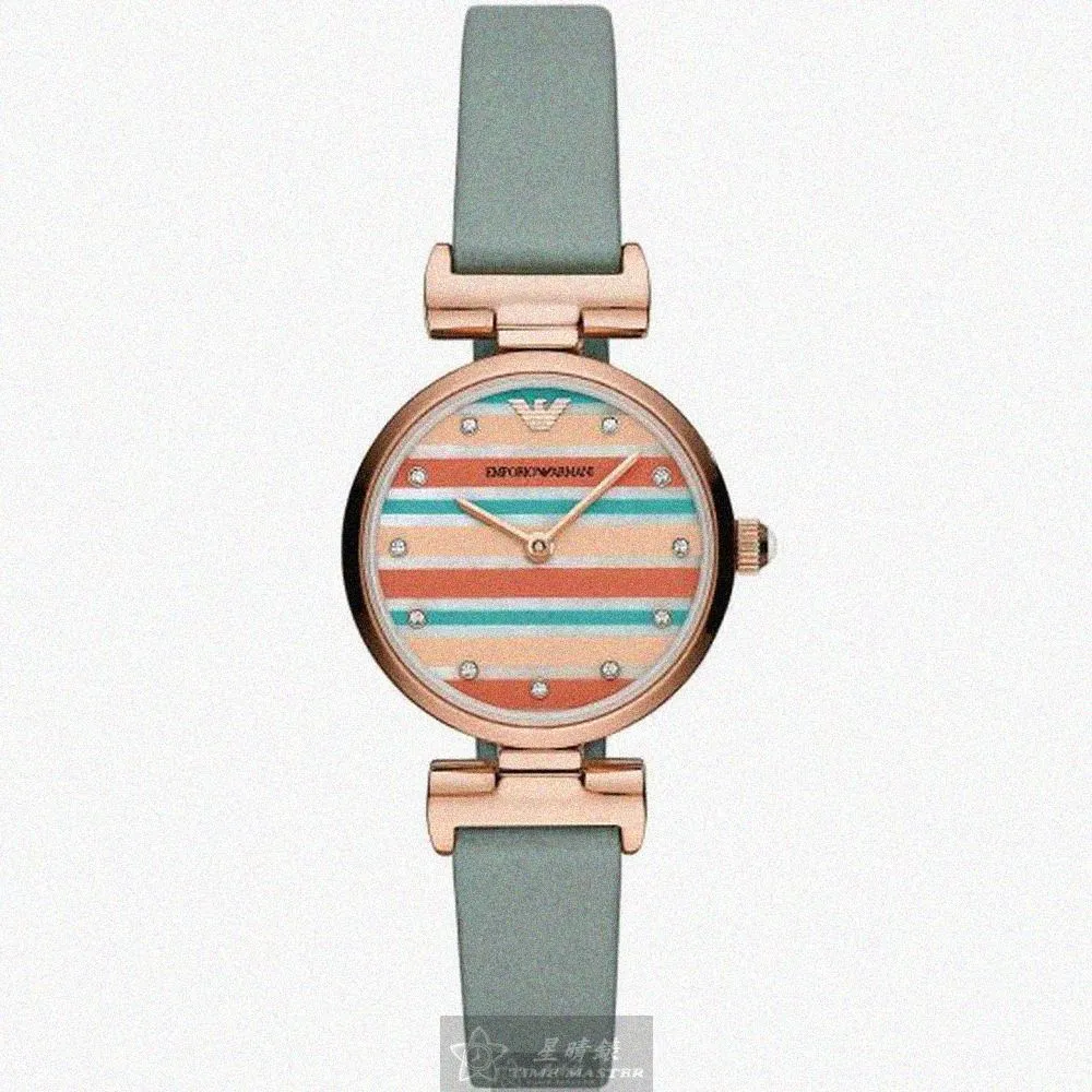 【EMPORIO ARMANI】ARMANI手錶型號AR00059(幾何立體圖形錶面玫瑰金錶殼多色真皮皮革錶帶款)