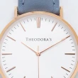 【THEODORA’S 希奧朵拉】Hera 簡約中性款真皮手錶 蛋殼白面-真皮青石藍(男錶 女錶 簡約手錶)