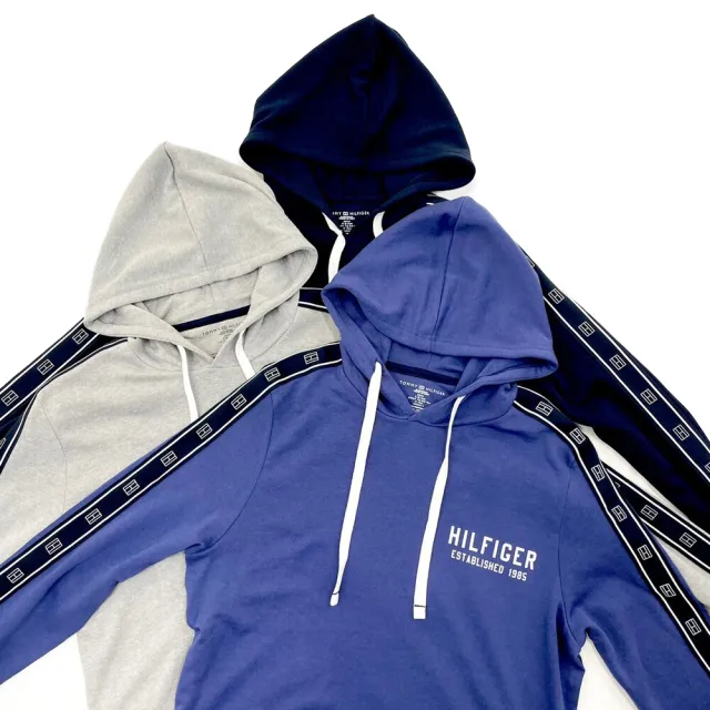 【Tommy Hilfiger】薄帽T 手臂串標 帽T 湯米上衣 平輸品(薄帽T9447DG3)
