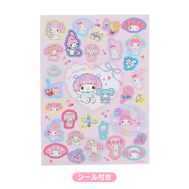 【SANRIO 三麗鷗】彩色便條本 附貼紙 美樂蒂 粉彩緞帶