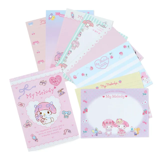 【SANRIO 三麗鷗】彩色便條本 附貼紙 美樂蒂 粉彩緞帶