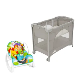 【Joie官方旗艦】kubbie 可攜式嬰兒床-mo限定版福利品+費雪安撫躺椅