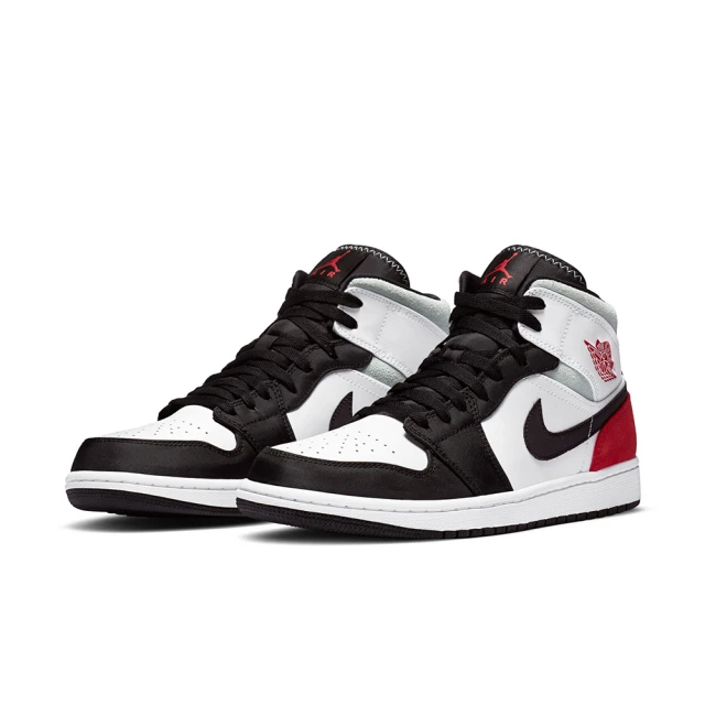 NIKE 耐吉NIKE 耐吉 籃球鞋 男鞋 運動鞋 包覆 AJ1 喬丹 AIR JORDAN 1 MID SE 黑白紅 852542-100(2B3459)