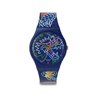【SWATCH】DRAGON IN WAVES 經典手錶/龍年錶/男錶/女錶/瑞士製造 SO28Z125(34mm)