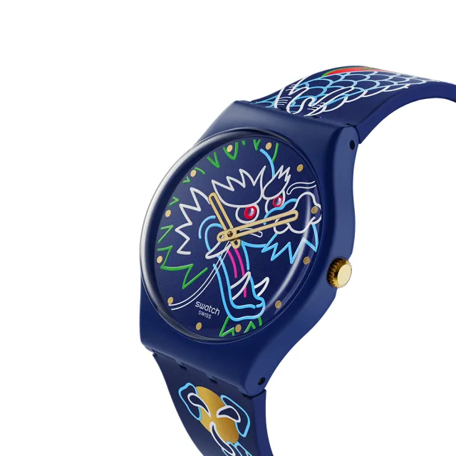 【SWATCH】Gent 原創系列手錶 DRAGON IN WAVES 龍年錶 龍騰四海 男錶 女錶 手錶 瑞士錶 錶(34mm)