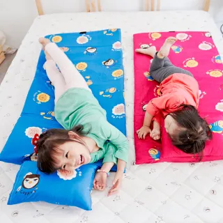 【奶油獅】同樂會系列-台灣製造-可黏式收納100%純棉安親午睡記憶睡墊含枕幼幼床(宇宙藍)