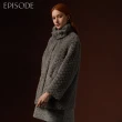 【EPISODE】寬鬆保暖菱格紋立領翻領羊毛外套E35C03（灰）