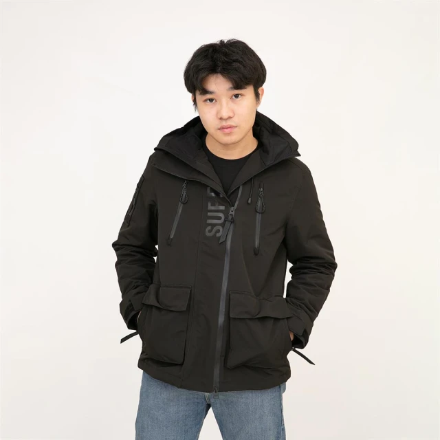 Superdry 男外套 防風衣 冬季新款 鋪棉 防水拉鍊 Superdry 連帽 外套 雙拉鍊 平輸品(防風外套)