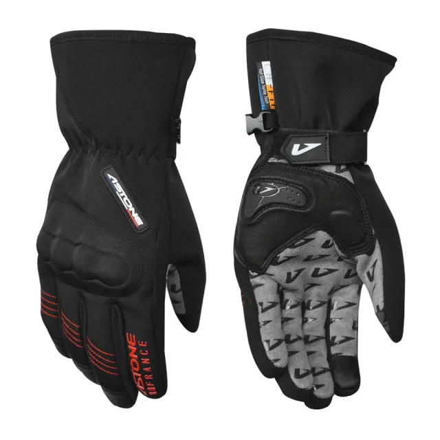 【ASTONE】GA50冬季防風防水保暖手套(黑銀/黑紅)