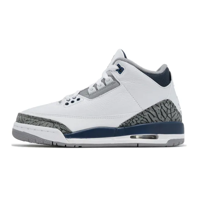 NIKE 耐吉】休閒鞋Air Jordan 3 Retro GS 大童女鞋白灰午夜藍三代復刻