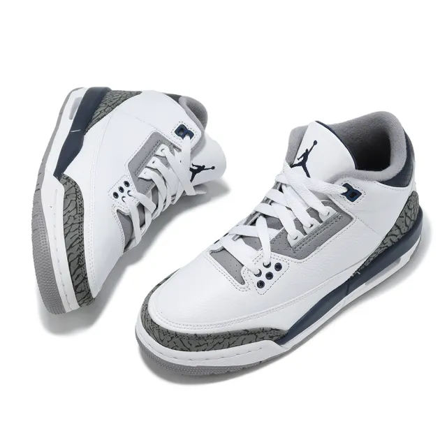 NIKE 耐吉】休閒鞋Air Jordan 3 Retro GS 大童女鞋白灰午夜藍三代復刻