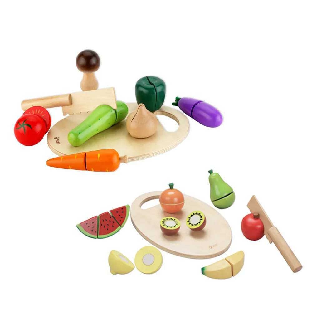 【德國 classic world 客來喜經典木玩】蔬菜+水果切切樂超值組(木製家家酒玩具)