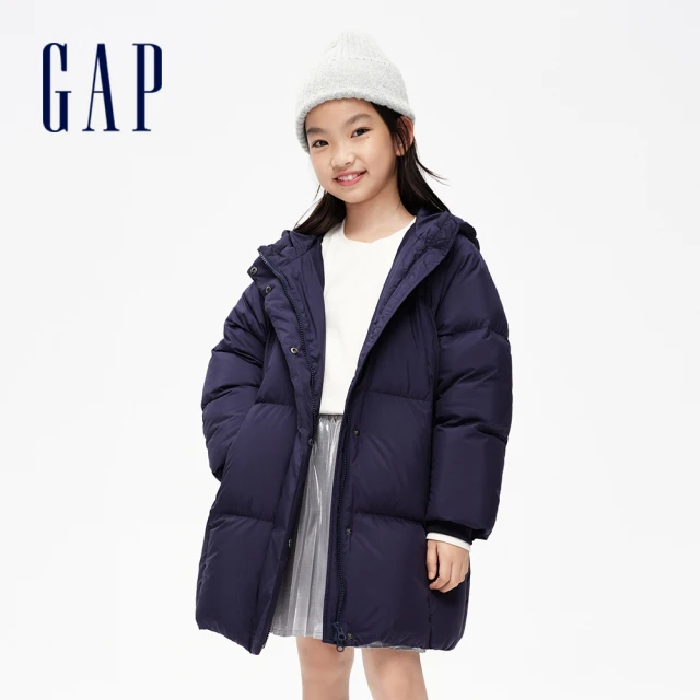 GAPGAP 女童裝 Logo連帽羽絨外套-海軍藍(837396)