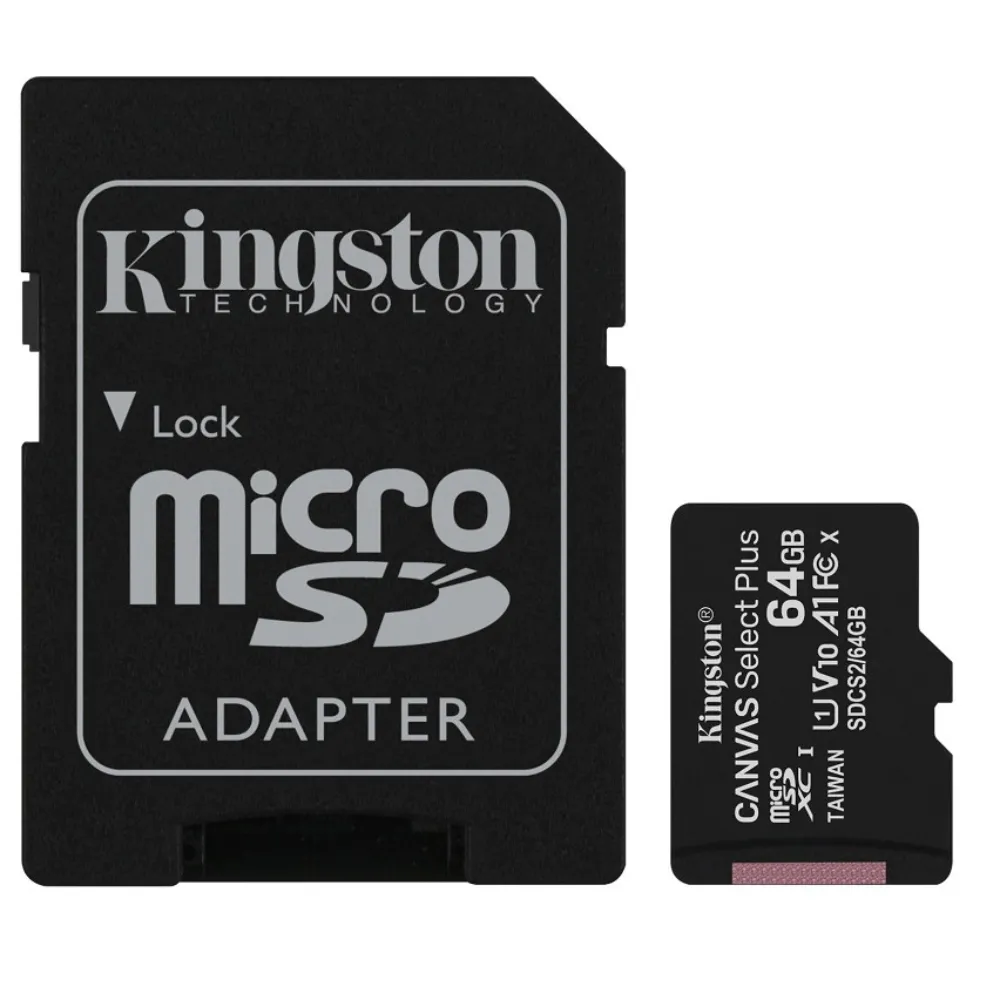 【Kingston 金士頓】新版 64GB CanvasSelect Plus microSDXC記憶卡 SDCS2(讀速100MB/s 原廠永久保固)