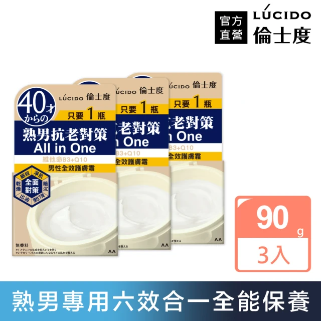 【日本LUCIDO倫士度】男性全效護膚霜90g*3
